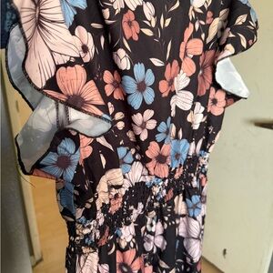 SHEIN Floral Maxi Dress - Black, Blue, Peach